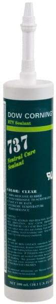 Dow Corning - 10.1 oz Cartridge Clear RTV Silicone Joint Sealant - -85 to 350°F Operating Temp, 14 min Tack Free Dry Time, 24 hr Full Cure Time, Series 737 - Exact Industrial Supply