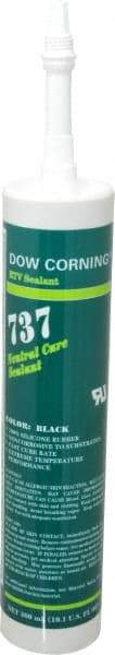 Dow Corning - 10.1 oz Cartridge Black RTV Silicone Joint Sealant - -85 to 350°F Operating Temp, 14 min Tack Free Dry Time, 24 hr Full Cure Time, Series 737 - Exact Industrial Supply