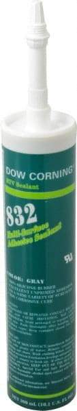 Dow Corning - 10.1 oz Cartridge Gray RTV Silicone Joint Sealant - -67 to 300°F Operating Temp, 90 min Tack Free Dry Time, Series 832 - Exact Industrial Supply