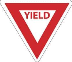 NMC - "Yield", 30" Wide x 30" High, Aluminum Stop & Yield Signs - 0.08" Thick, Red on White, High Intensity Reflectivity, Triangle, Post Mount - Exact Industrial Supply