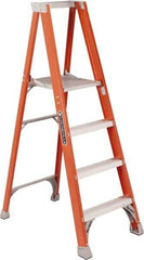 Louisville - 3 Steps, 3' High, Type IA Rating, Fiberglass Platform Ladder - 300 Lb Capacity, 22-3/4" Base Width - Exact Industrial Supply