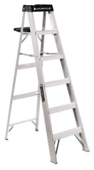 Louisville - 7 Steps, 8' High, Type IA Rating, Aluminum Step Ladder - 300 Lb Capacity, 24-5/8" Base Width - Exact Industrial Supply