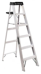 Louisville - 9 Steps, 10' High, Type IA Rating, Aluminum Step Ladder - Exact Industrial Supply