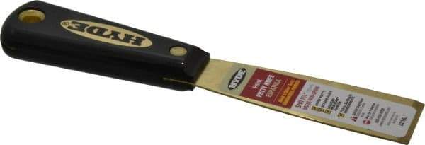 Hyde Tools - 1-1/4" Wide Brass Putty Knife - Stiff, Nylon Handle, 7.6" OAL - Exact Industrial Supply