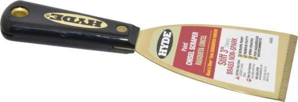 Hyde Tools - Stiff Brass Chisel Scraper - 3" Blade Width, Nylon Handle - Exact Industrial Supply