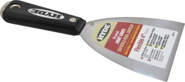 Hyde Tools - 4" Wide Carbon Steel Taping Knife - Flexible, Hammerhead Nylon Handle, 8-1/4" OAL - Exact Industrial Supply