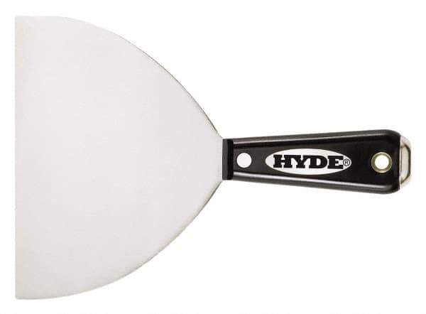 Hyde Tools - 4" Wide Stainless Steel Taping Knife - Flexible, Nylon Handle, 8-1/8" OAL - Exact Industrial Supply
