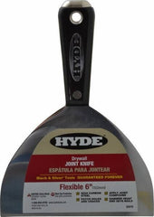 Hyde Tools - 6" Wide Carbon Steel Taping Knife - Flexible, Hammerhead Nylon Handle, 8-1/2" OAL - Exact Industrial Supply