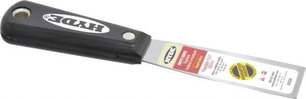 Hyde Tools - 1-1/4" Wide Steel Putty Knife - Flexible, Nylon Handle, 7-3/4" OAL - Exact Industrial Supply