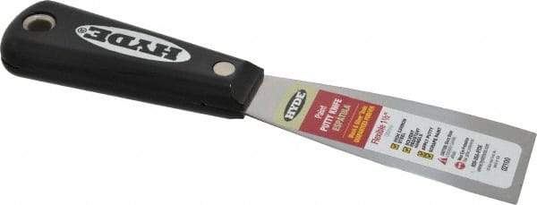 Hyde Tools - 1-1/2" Wide Steel Putty Knife - Flexible, Nylon Handle, 7-3/4" OAL - Exact Industrial Supply