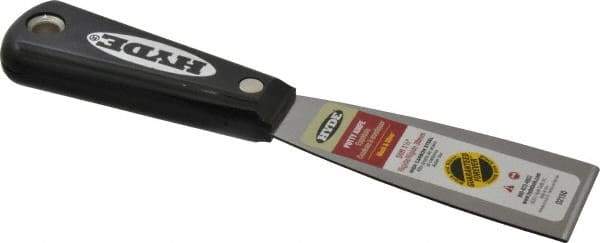 Hyde Tools - 1-1/2" Wide Steel Putty Knife - Stiff, Nylon Handle, 7-3/4" OAL - Exact Industrial Supply