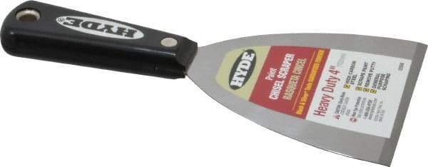 Hyde Tools - 4" Wide Carbon Steel Taping Knife - Stiff, Nylon Handle, 8-1/8" OAL - Exact Industrial Supply