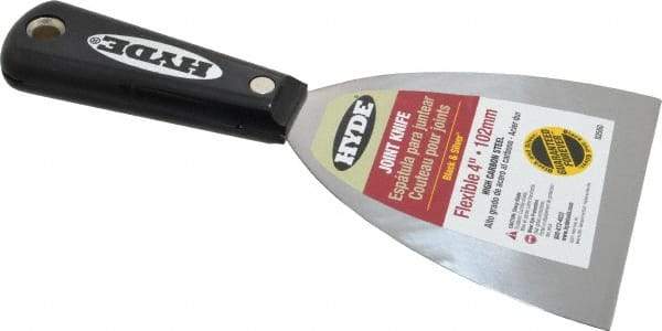 Hyde Tools - 4" Wide Carbon Steel Taping Knife - Flexible, Nylon Handle, 8" OAL - Exact Industrial Supply