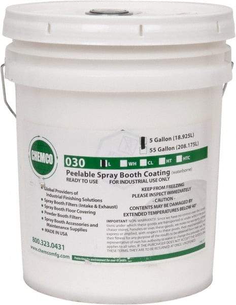 Made in USA - White Water Base Booth Coating - 5 Gallons, Spray, Coverage 250 Square Feet at 2 mil - Exact Industrial Supply