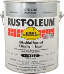 Rust-Oleum - 1 Gal Aluminum Gloss Finish Industrial Enamel Paint - Interior/Exterior, Direct to Metal, <450 gL VOC Compliance - Exact Industrial Supply