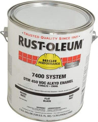 Rust-Oleum - 1 Gal Black Flat Finish Industrial Enamel Paint - Interior/Exterior, Direct to Metal, <450 gL VOC Compliance - Exact Industrial Supply