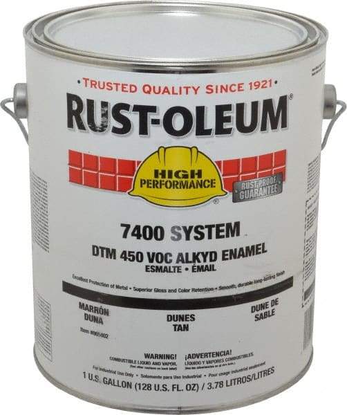 Rust-Oleum - 1 Gal Dunes Tan Gloss Finish Industrial Enamel Paint - Interior/Exterior, Direct to Metal, <450 gL VOC Compliance - Exact Industrial Supply