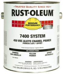 Rust-Oleum - 1 Gal Yellow Rust Inhibitive Primer - 230 to 435 Sq Ft/Gal, <450 gL Content, Direct to Metal, Quick Drying - Exact Industrial Supply