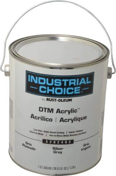 Rust-Oleum - 1 Gal Silver Gray Semi Gloss Finish Alkyd Enamel Paint - Interior/Exterior, Direct to Metal, <250 gL VOC Compliance - Exact Industrial Supply