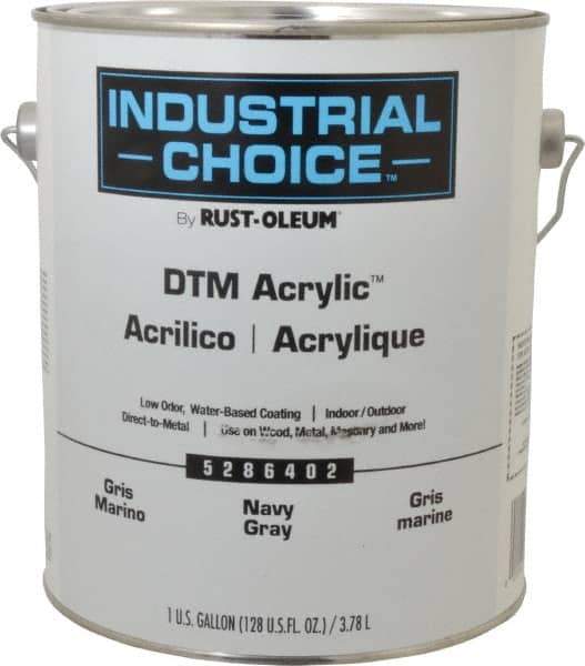 Rust-Oleum - 1 Gal Navy Gray Semi Gloss Finish Alkyd Enamel Paint - Interior/Exterior, Direct to Metal, <250 gL VOC Compliance - Exact Industrial Supply