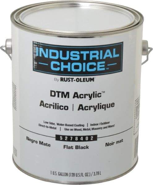 Rust-Oleum - 1 Gal Black Flat Finish Acrylic Enamel Paint - Interior/Exterior, Direct to Metal, <250 gL VOC Compliance - Exact Industrial Supply