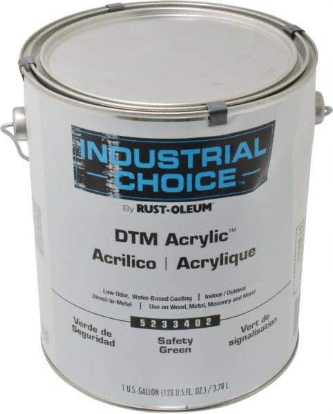 Rust-Oleum - 1 Gal Safety Green Semi Gloss Finish Acrylic Enamel Paint - Interior/Exterior, Direct to Metal, <250 gL VOC Compliance - Exact Industrial Supply