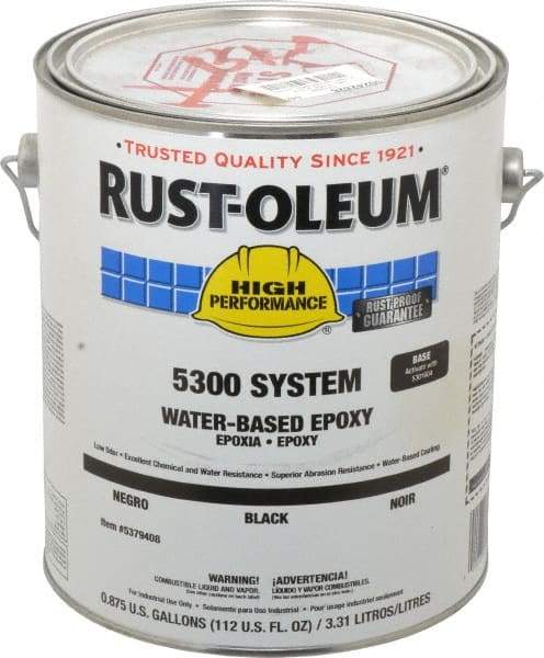 Rust-Oleum - 1 Gal High Gloss Black Water-Based Epoxy - 200 to 350 Sq Ft/Gal Coverage, <250 g/L VOC Content - Exact Industrial Supply