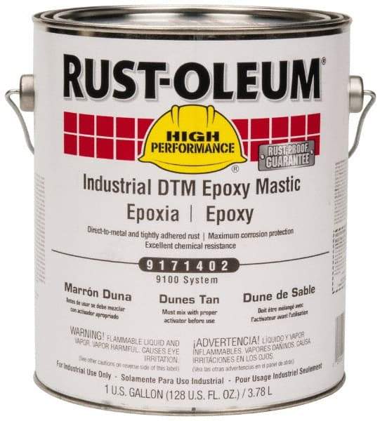 Rust-Oleum - 1 Gal Gloss Dunes Tan Epoxy Mastic - 100 to 225 Sq Ft/Gal Coverage, <340 g/L VOC Content, Direct to Metal - Exact Industrial Supply