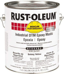 Rust-Oleum - 1 Gal Gloss Safety Yellow Epoxy Mastic - 100 to 225 Sq Ft/Gal Coverage, <340 g/L VOC Content, Direct to Metal - Exact Industrial Supply