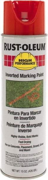 Rust-Oleum - 15 fl oz Orange Marking Paint - 300' to 350' Coverage at 1-1/2" Wide, Solvent-Based Formula - Exact Industrial Supply