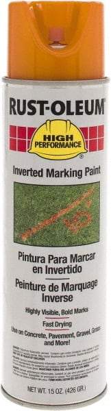 Rust-Oleum - 15 fl oz Orange Marking Paint - 300' to 350' Coverage at 1-1/2" Wide, Solvent-Based Formula - Exact Industrial Supply