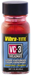 Vibra-Tite - 1 Fluid Ounce Bottle, Red, Low Strength Threadlocker - Series VC-3, 24 hr Full Cure Time, Hand Tool, Heat Removal - Exact Industrial Supply