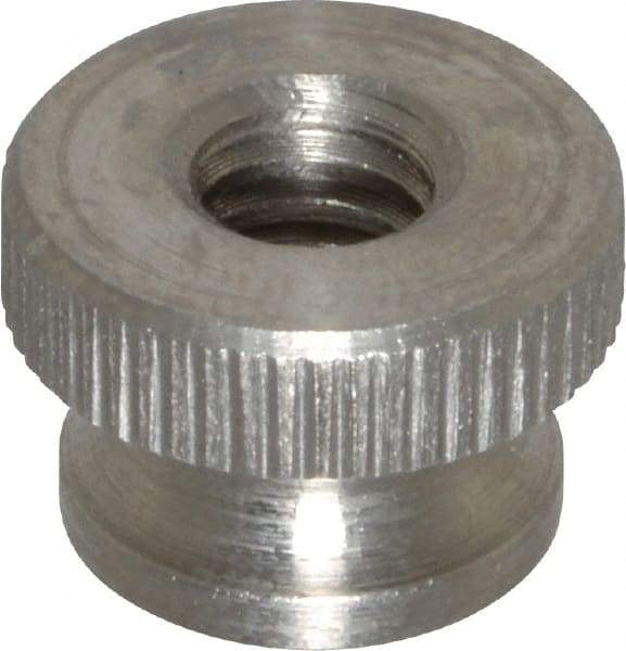 Electro Hardware - 1/4-20" UNC Thread, Uncoated, Grade 302, 303 Stainless Steel Round Knurled Thumb Nut - 3/8" Overall Height, 9/16" Head Diam - Exact Industrial Supply