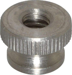 Electro Hardware - 1/4-20" UNC Thread, Uncoated, Grade 302, 303 Stainless Steel Round Knurled Thumb Nut - 3/8" Overall Height, 9/16" Head Diam - Exact Industrial Supply