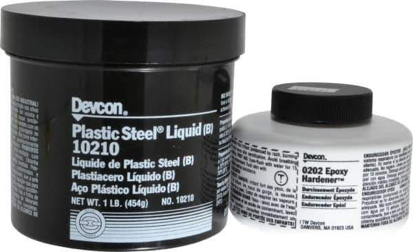 Devcon - 1 Lb Pail Two Part Epoxy - 45 min Working Time, Series Plastic Steel - Exact Industrial Supply