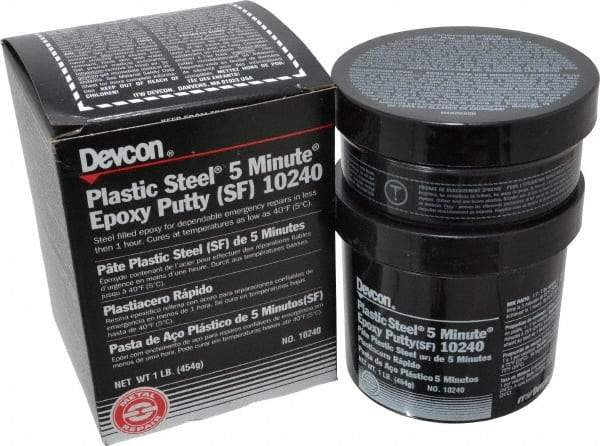 Devcon - 1 Lb Pail Two Part Epoxy - 5 min Working Time, 2,026 psi Shear Strength, Series Plastic Steel - Exact Industrial Supply