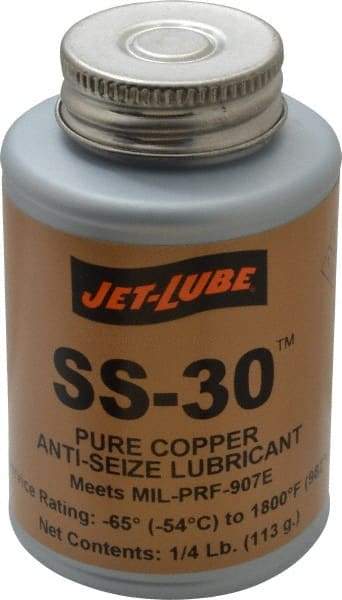 Jet-Lube - 0.25 Lb Can High Temperature Anti-Seize Lubricant - Copper, -65 to 1,800°F, Copper Colored, Water Resistant - Exact Industrial Supply