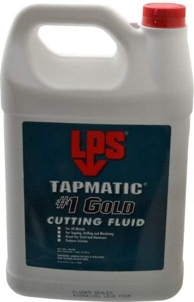 LPS - Tapmatic #1 Gold, 1 Gal Bottle Cutting & Tapping Fluid - Straight Oil, For Boring, Broaching, Drilling, Engraving, Facing, Milling, Reaming, Sawing, Tapping, Threading, Turning - Exact Industrial Supply