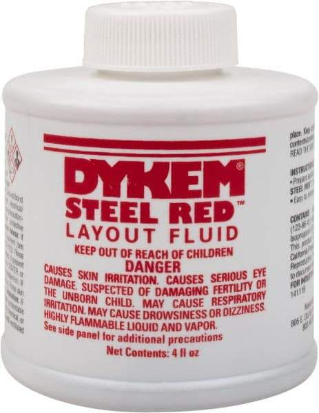 Dykem - Red Layout Fluid - 4 Ounce Brush Top Can - Exact Industrial Supply