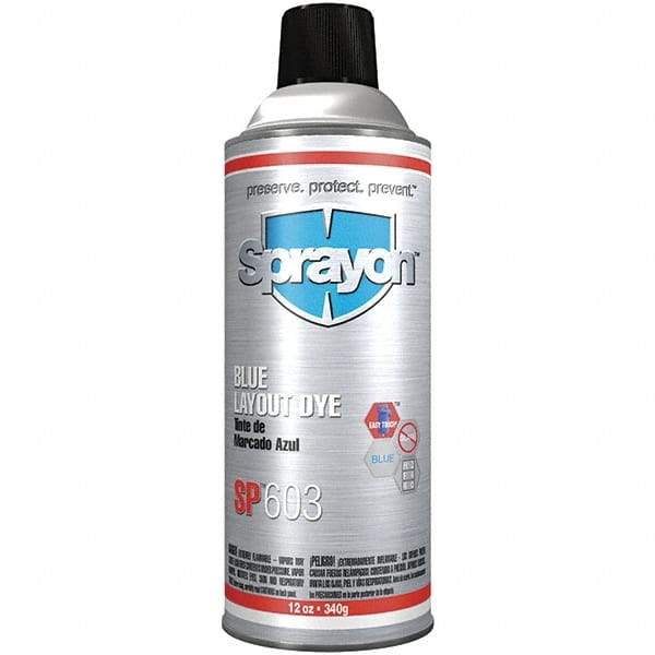 Sprayon - Blue Layout Fluid - 12 Ounce Aerosol Can - Exact Industrial Supply
