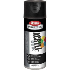 Krylon - Black, 12 oz Net Fill, Flat, Lacquer Spray Paint - 15 to 20 Sq Ft per Can, 16 oz Container, Use on Cabinets, Color Coding Steel & Lumber, Conduits, Drums, Ducts, Fabric, Furniture, Motors, Pipelines, Tools - Exact Industrial Supply