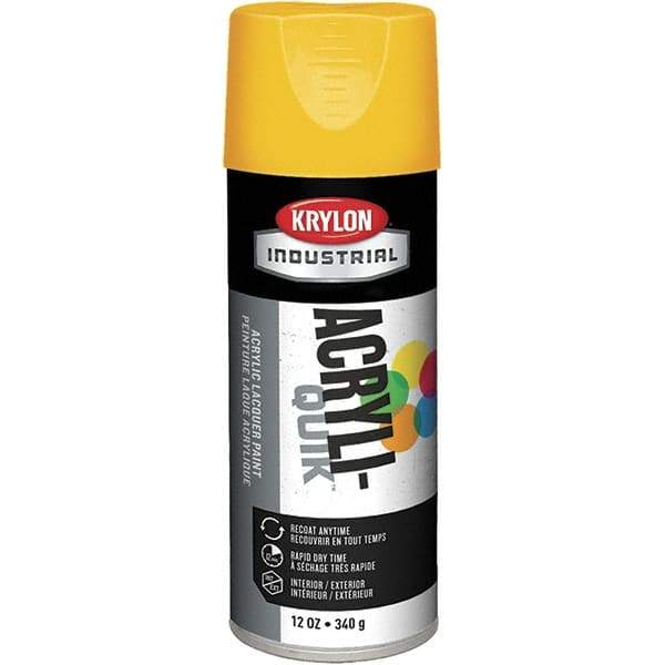 Krylon - OSHA Yellow, 12 oz Net Fill, Gloss, Enamel Spray Paint - 15 to 20 Sq Ft per Can, 12 oz Container, Use on Ceramics, Glass, Metal, Plaster, Wood - Exact Industrial Supply