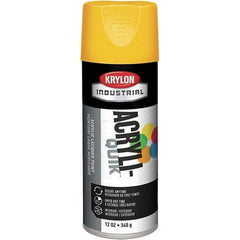 Krylon - OSHA Yellow, 12 oz Net Fill, Gloss, Enamel Spray Paint - 15 to 20 Sq Ft per Can, 12 oz Container, Use on Ceramics, Glass, Metal, Plaster, Wood - Exact Industrial Supply