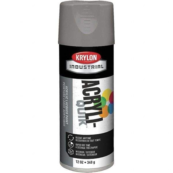 Krylon - Smoke Gray, 12 oz Net Fill, Gloss, Lacquer Spray Paint - 15 to 20 Sq Ft per Can, 16 oz Container, Use on Cabinets, Color Coding Steel & Lumber, Conduits, Drums, Ducts, Furniture, Motors, Pipelines, Tools - Exact Industrial Supply