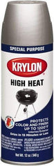 Krylon - Aluminum (Color), 12 oz Net Fill, Satin, High-Heat Metallic Spray Paint - 15 to 20 Sq Ft per Can, 12 oz Container - Exact Industrial Supply