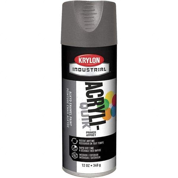 Krylon - Gray, 12 oz Net Fill, Gloss, Primer Spray Paint - 15 to 20 Sq Ft per Can, 16 oz Container - Exact Industrial Supply
