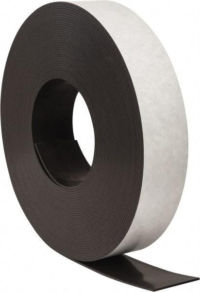 Mag-Mate - 100' Long x 3" Wide x 1/8" Thick Flexible Magnetic Strip - 48 Lb Max Pull Force, 56 Linear Ft/Lb Magnetic Pull Force, Adhesive Back - Exact Industrial Supply