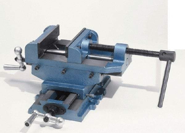 Palmgren - 6" Jaw Opening Capacity x 2" Throat Depth, Horizontal Drill Press Vise - 6" Wide Jaw, Cross Slide Base, Standard Speed, 8" OAL x 7-1/4" Overall Height - Exact Industrial Supply