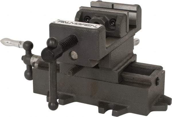 Palmgren - 3" Jaw Opening Capacity x 1-3/8" Throat Depth, Horizontal Drill Press Vise - 3" Wide Jaw, Cross Slide Base, Standard Speed, 5-1/2" OAL x 5-5/8" Overall Height - Exact Industrial Supply