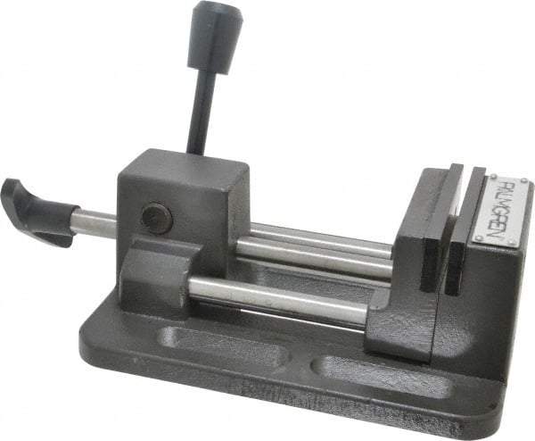 Palmgren - 3" Jaw Opening Capacity x 1" Throat Depth, Horizontal Drill Press Vise - 3" Wide Jaw, Stationary Base, Standard Speed, 12-1/4" OAL x 2-3/4" Overall Height - Exact Industrial Supply